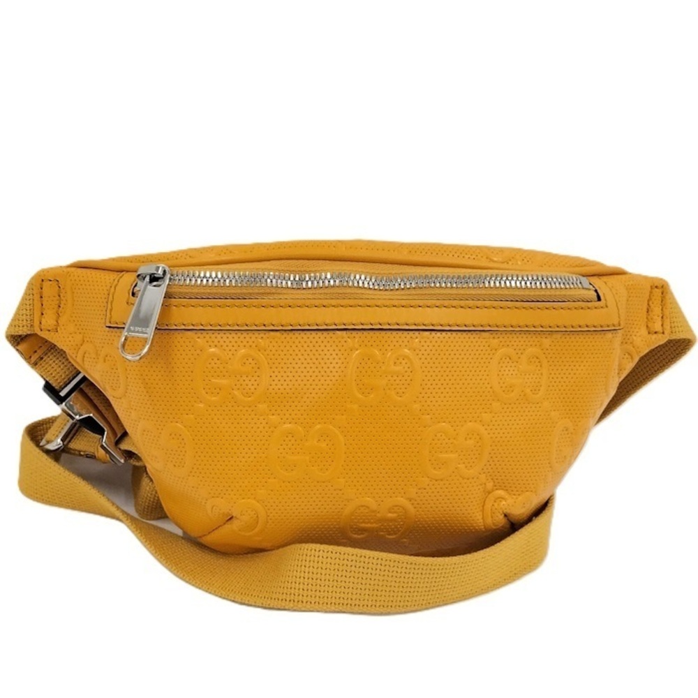 GUCCI Waist Bag GG Embossed Leather Yellow